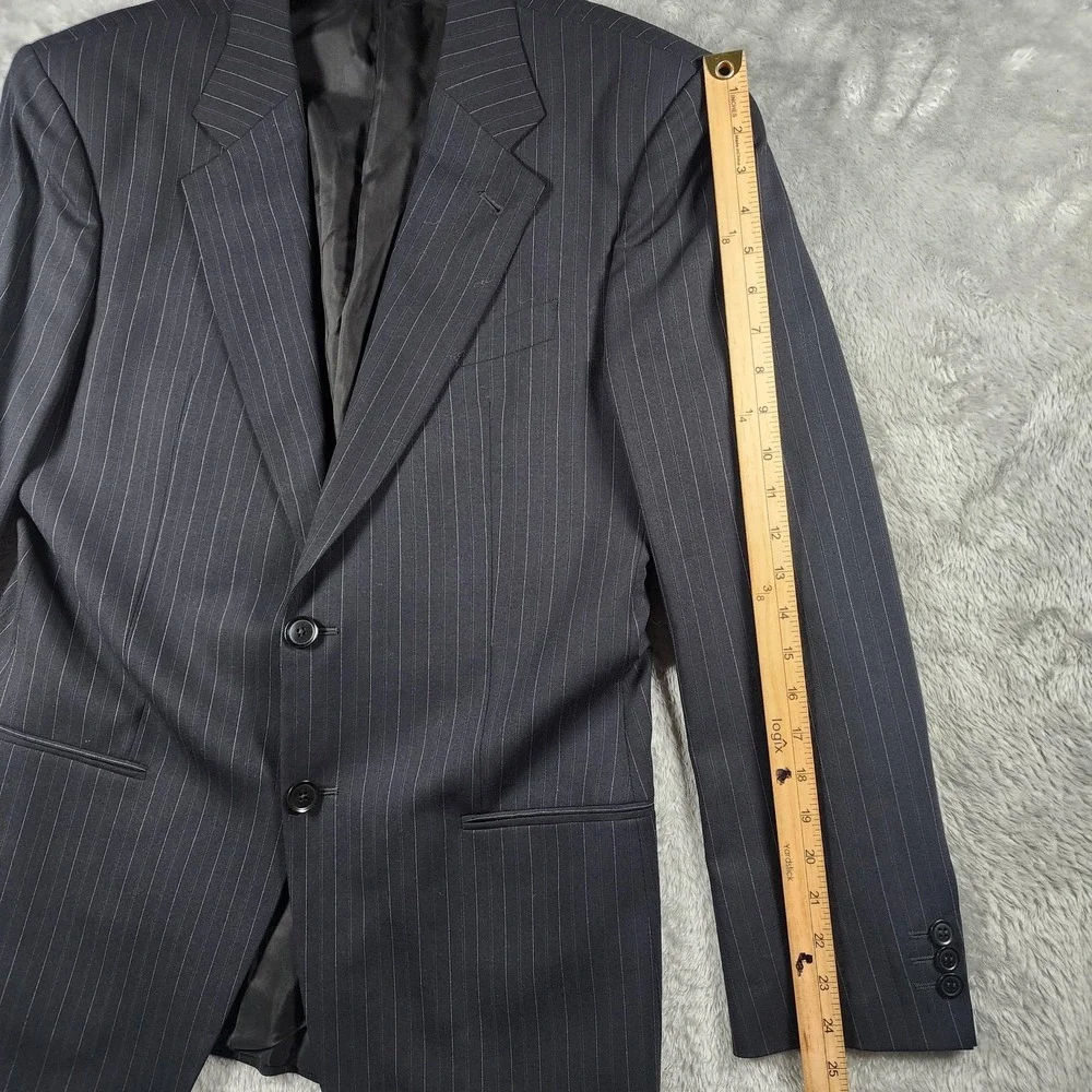 Armani‎ Collezioni Blazer Mens 40R Blue Pinstripe Wool Sport Coat Made Italy